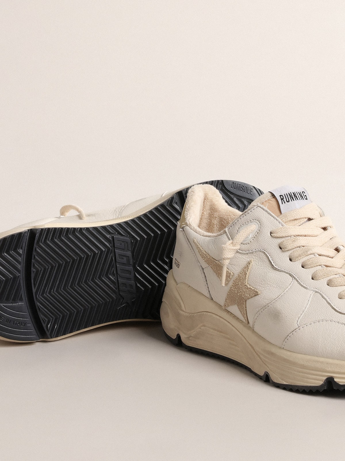 Women's Running Sole LTD in nappa with suede star and gold heel tab