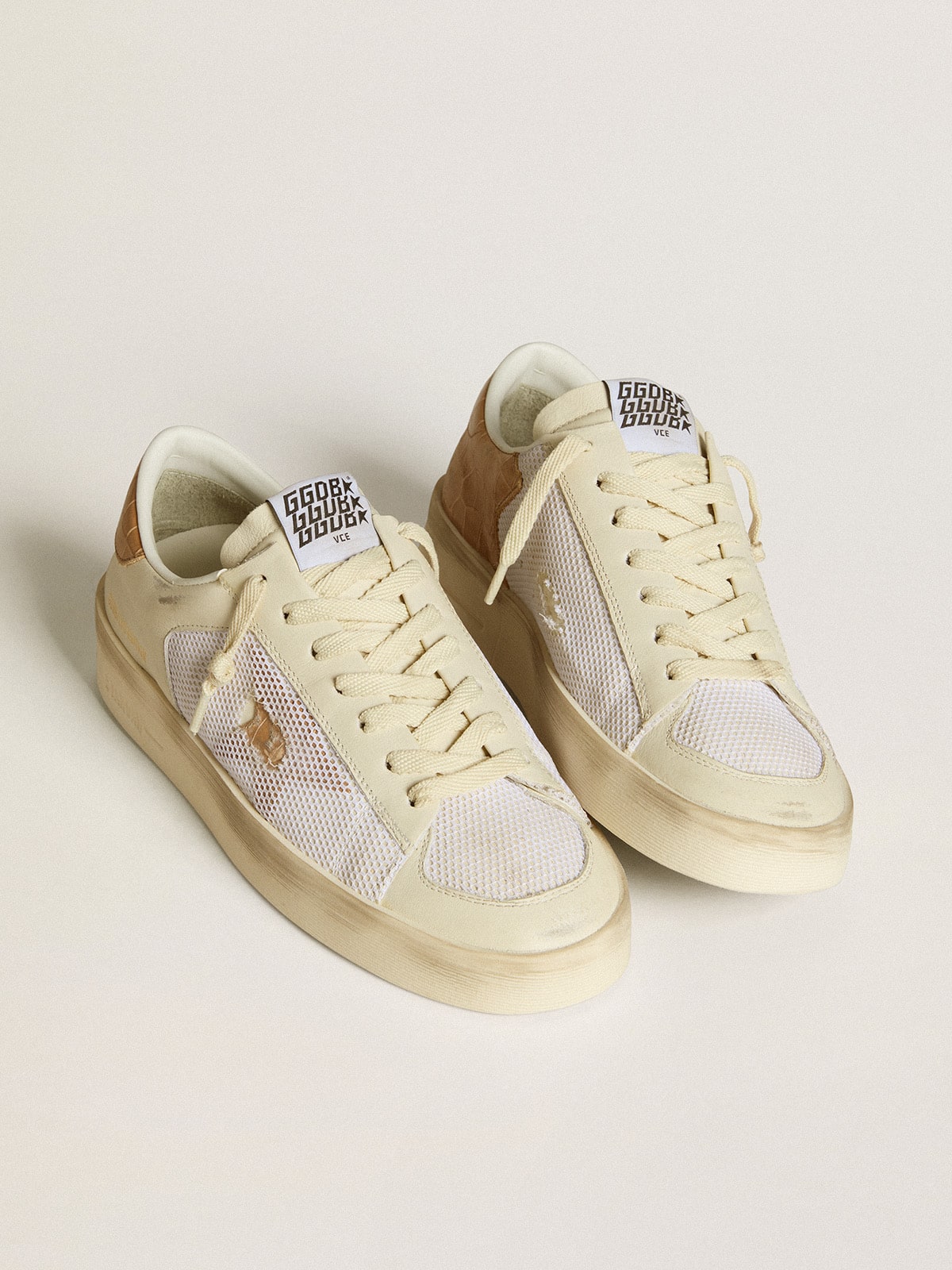 Women's Stardan LTD with beige leather star and crocodile beige leather heel tab