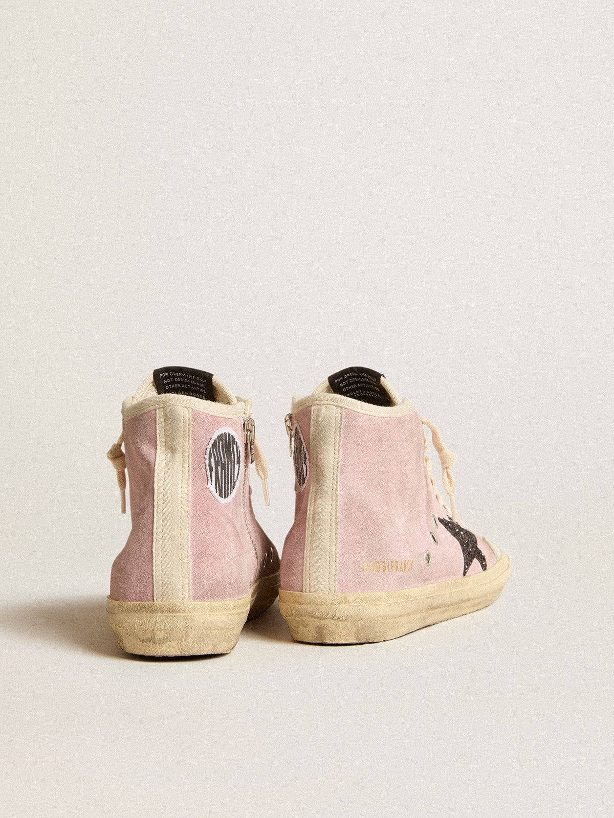 Women's Francy Penstar in pink suede with gray glitter star