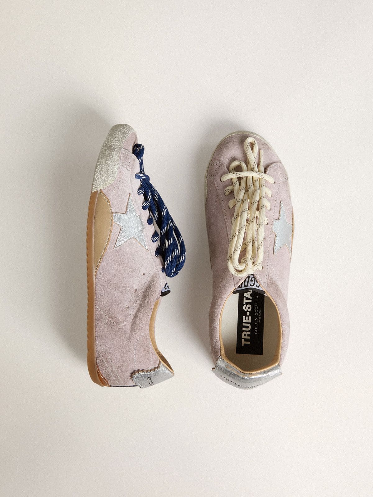 Women's True-Star in pastel pink suede with silver star and heel tab