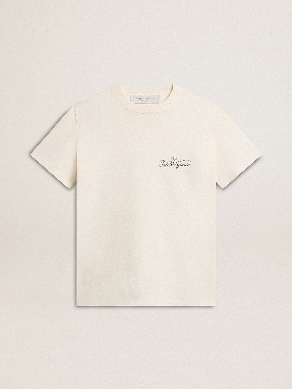 Women’s T-shirt in aged white with logo on the chest