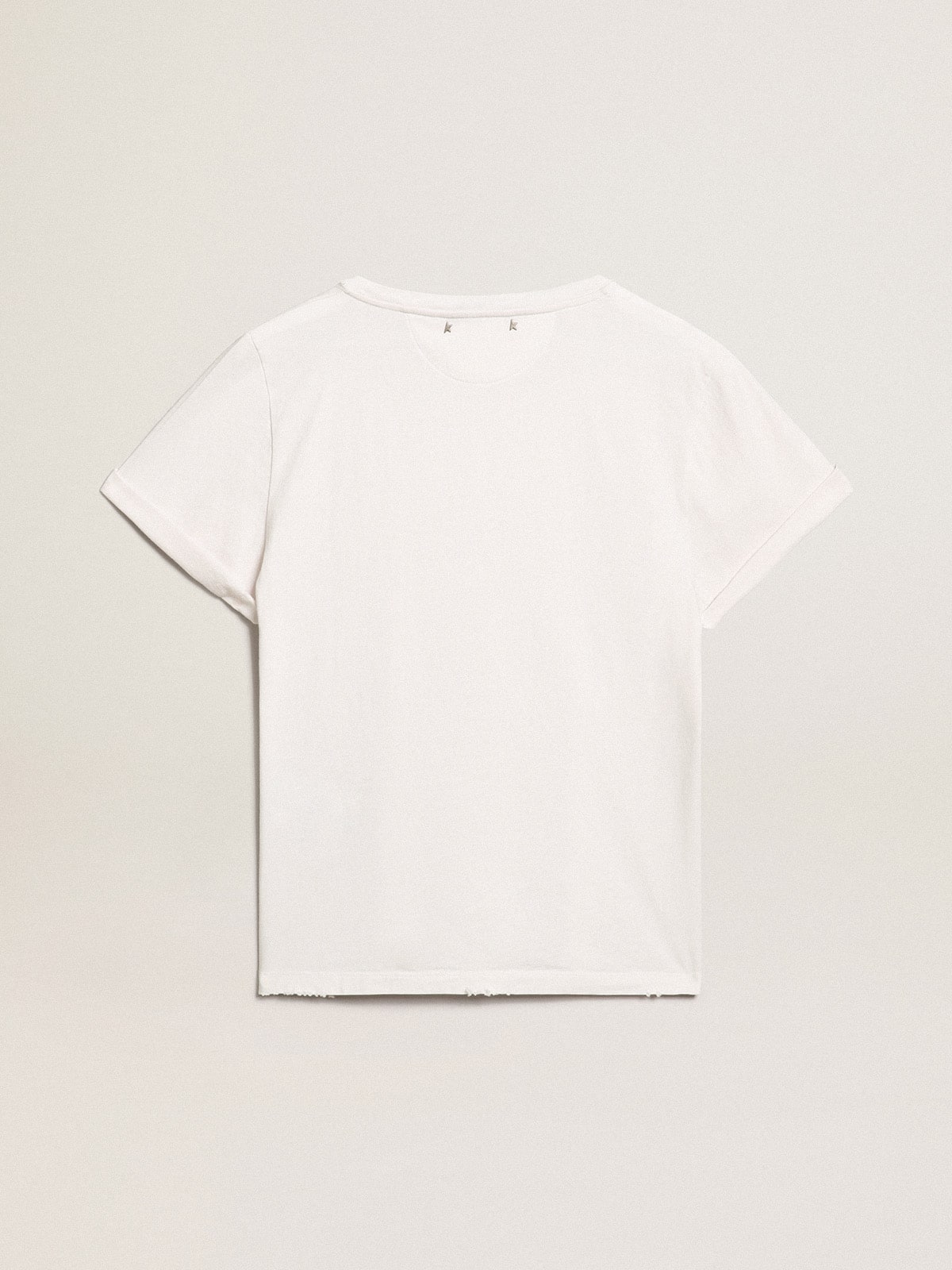 Distressed slim-fit women’s T-shirt in white