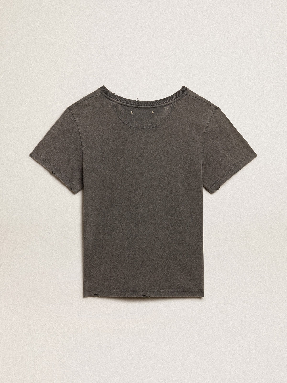 Distressed slim-fit T-shirt in anthracite gray