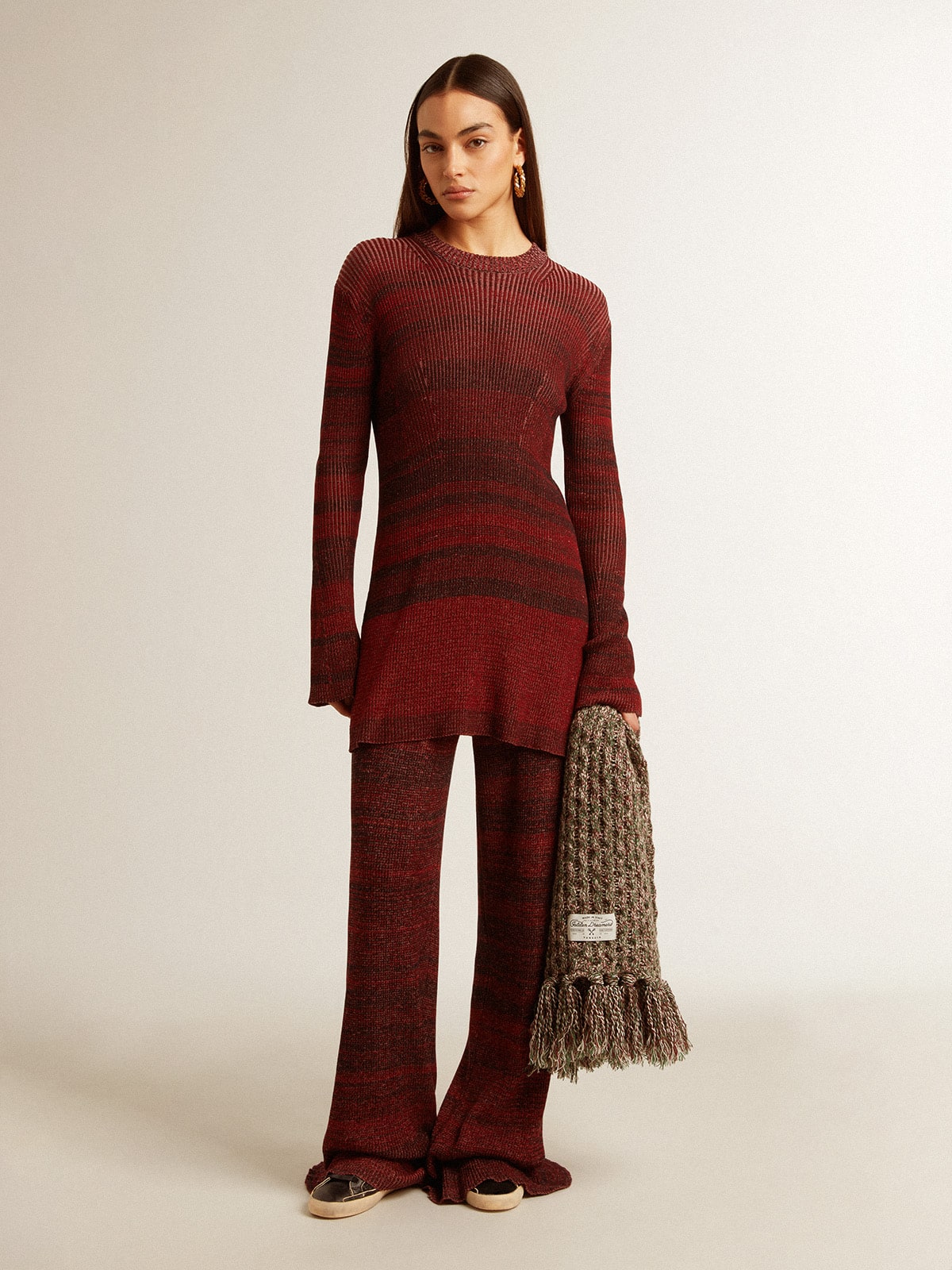 Irregular-striped cotton pants