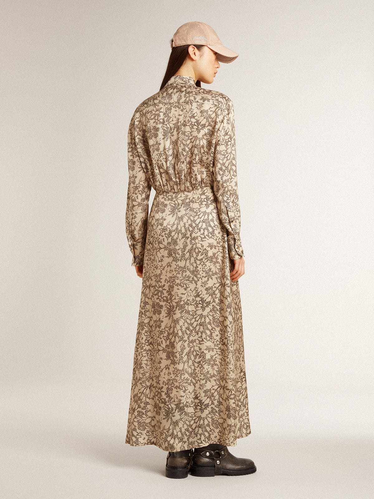 Women's silk-blend midi dress with a floral print