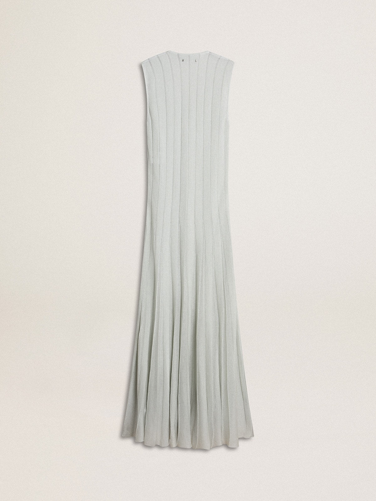 Women’s baby blue dress with vertical striped pattern