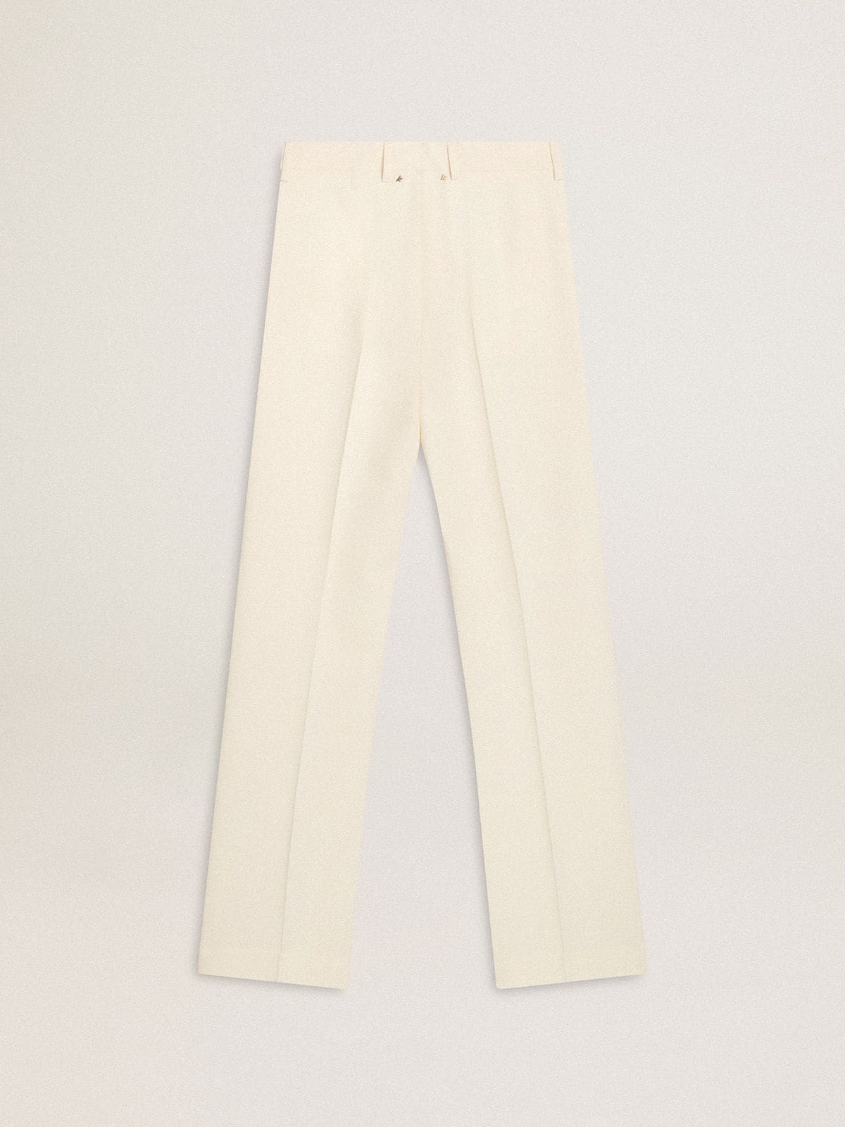 Women's loose pants in worn-white tailored fabric