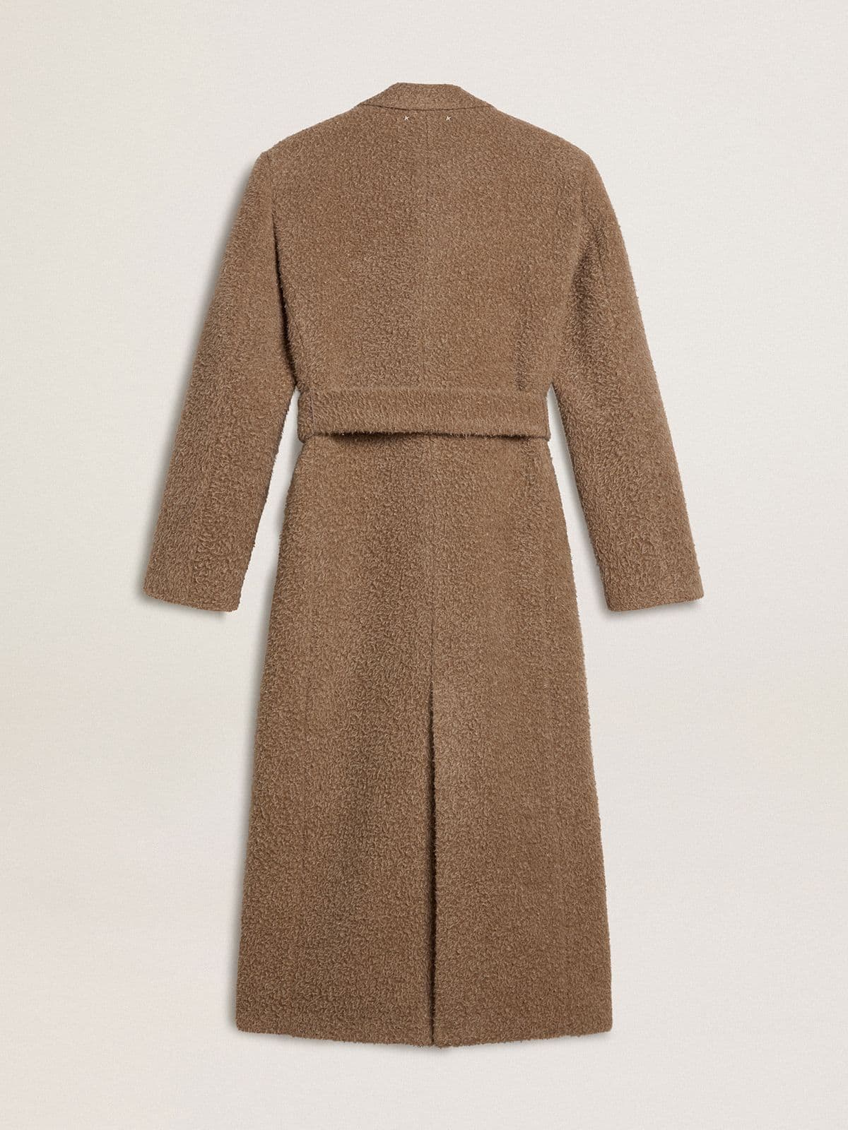 Women's double-breasted coat in a beige wool blend