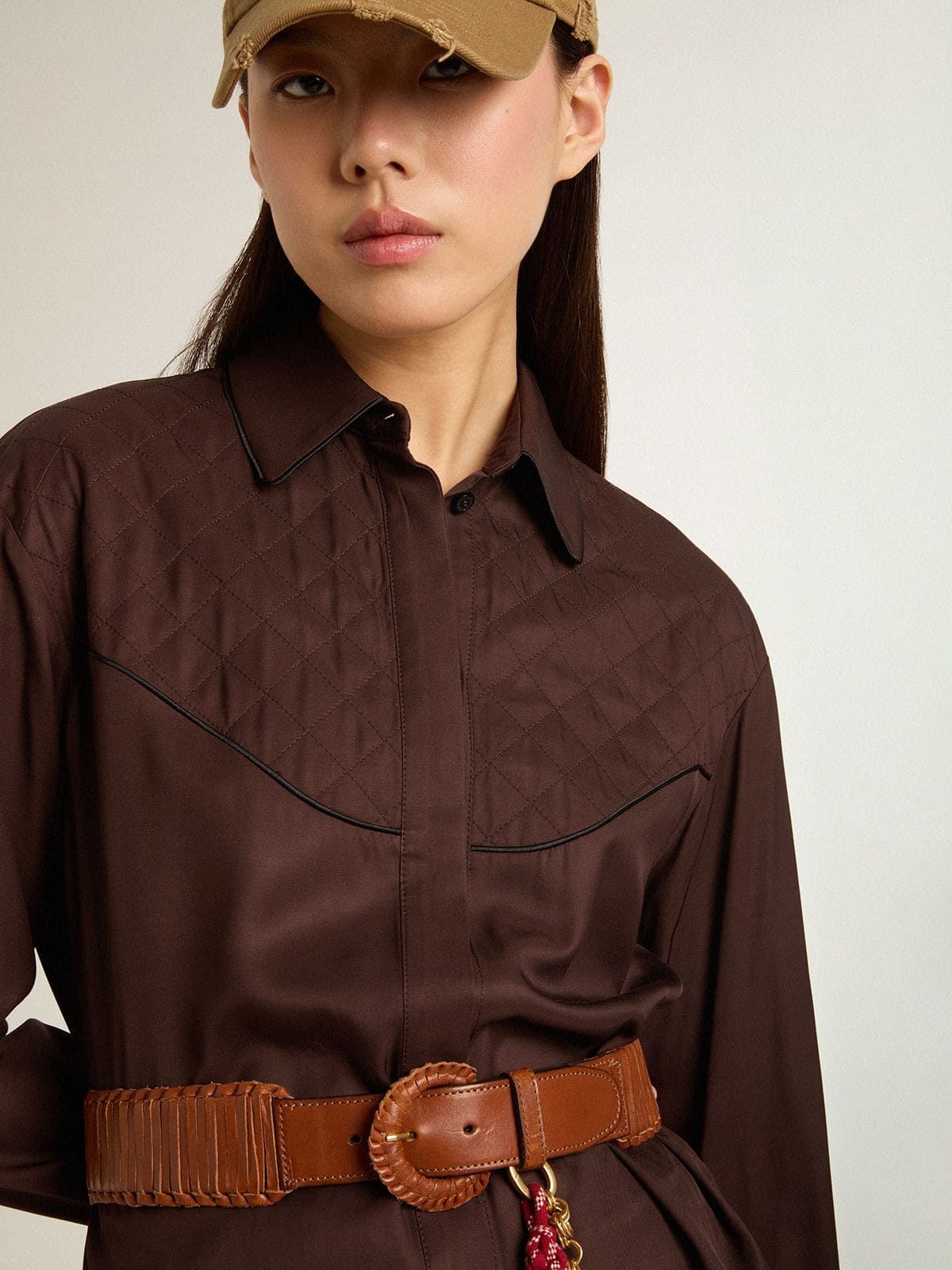 Women’s brown shirt with quilted details