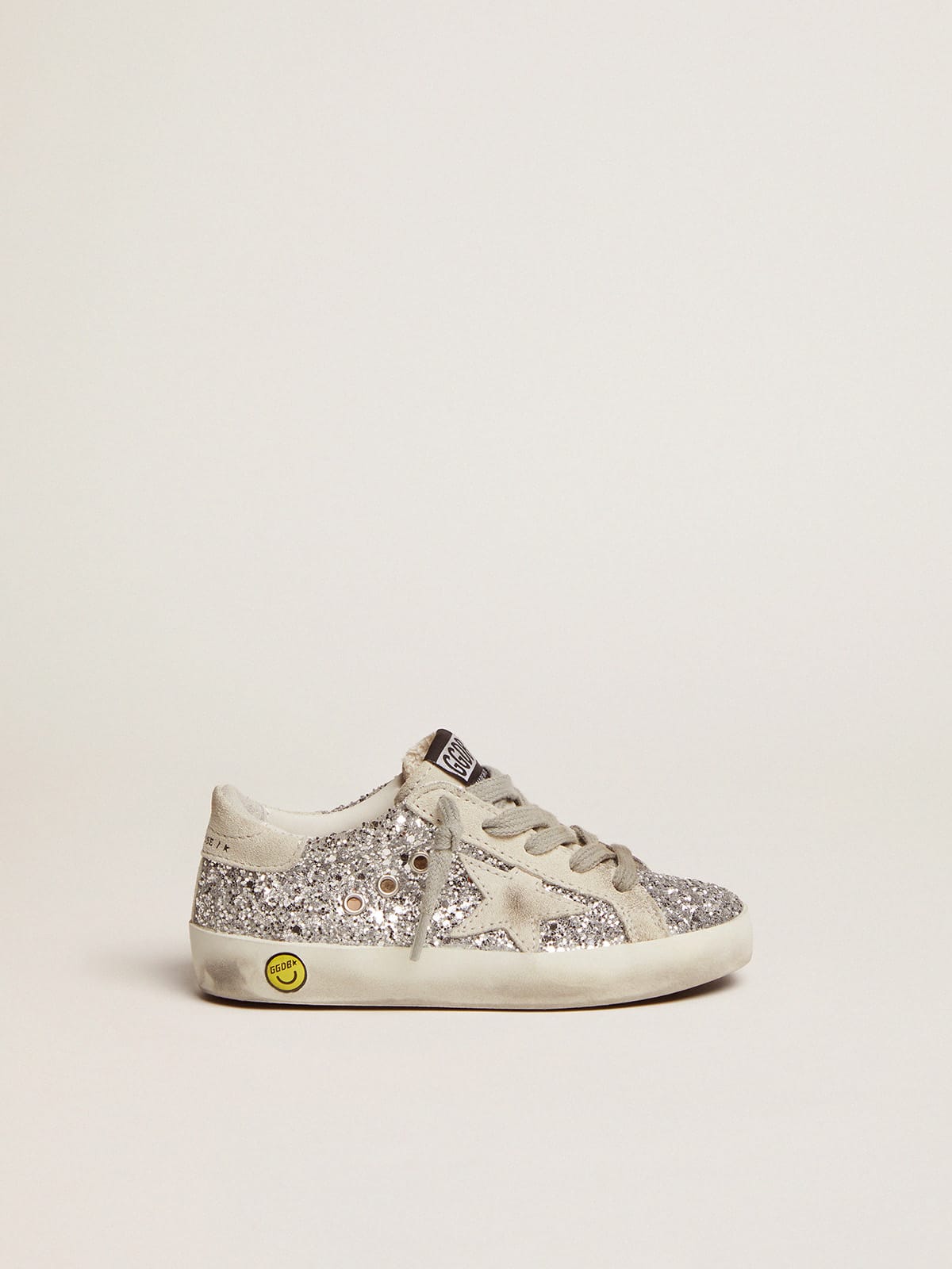 Young Super-Star in silver glitter with ice-gray suede star