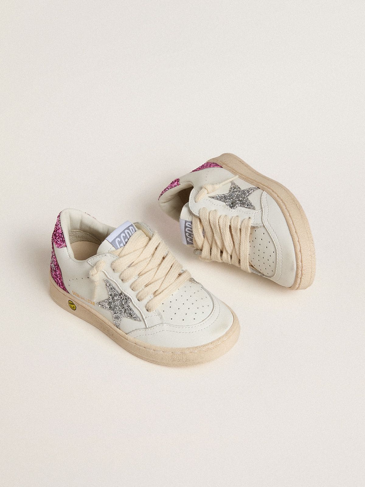 Young Ball Star with silver glitter star and pink glitter heel tab