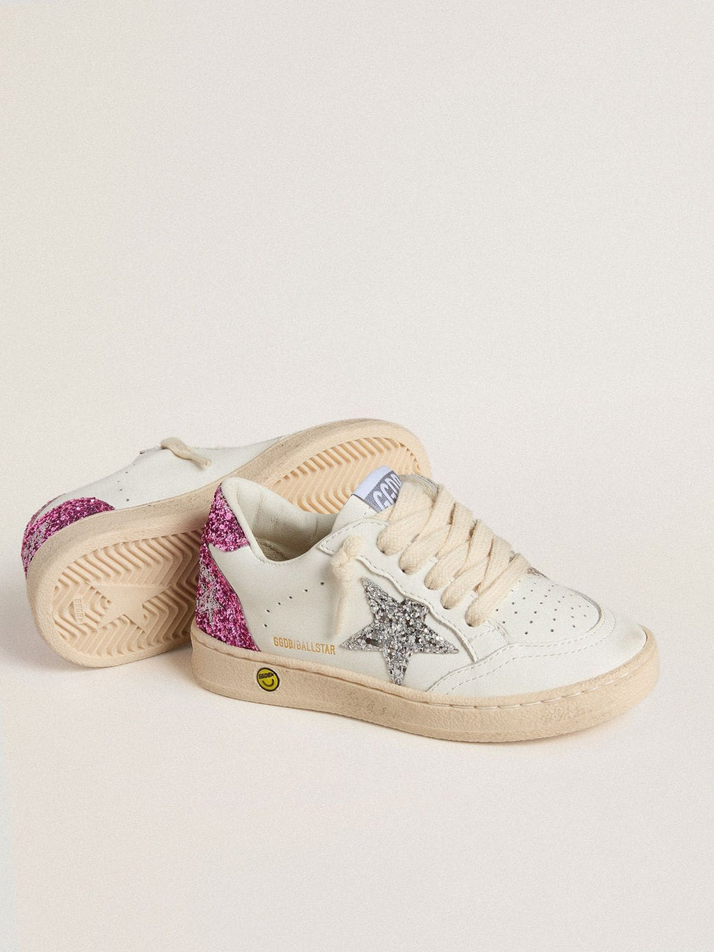 Young Ball Star with silver glitter star and pink glitter heel tab