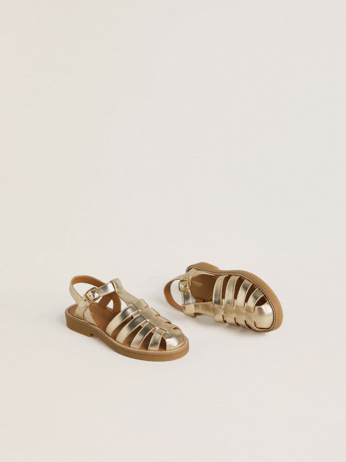 Young Maxime sandals in gold metallic leather