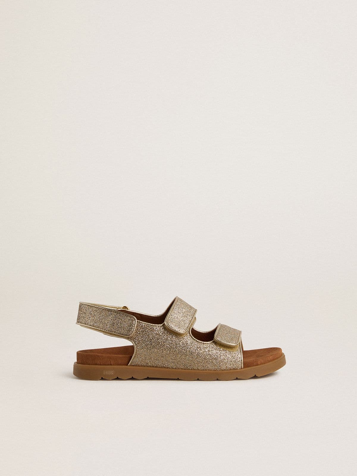 Noa Young sandals in micro-glitter and platinum leather