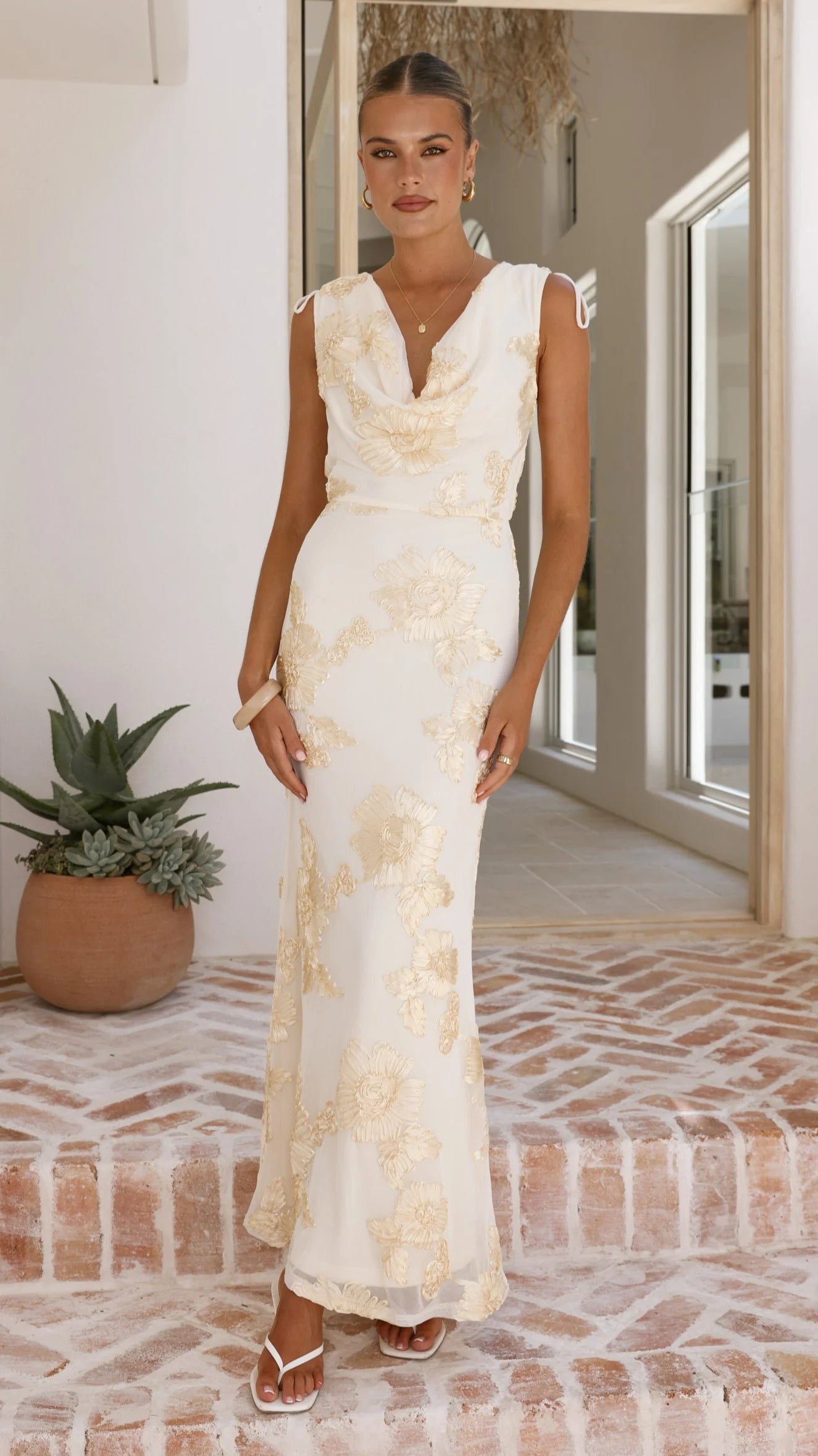 Nikova Maxi Dress Yellow Embroidery