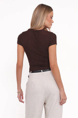 Vivian Mesh Tee Brown