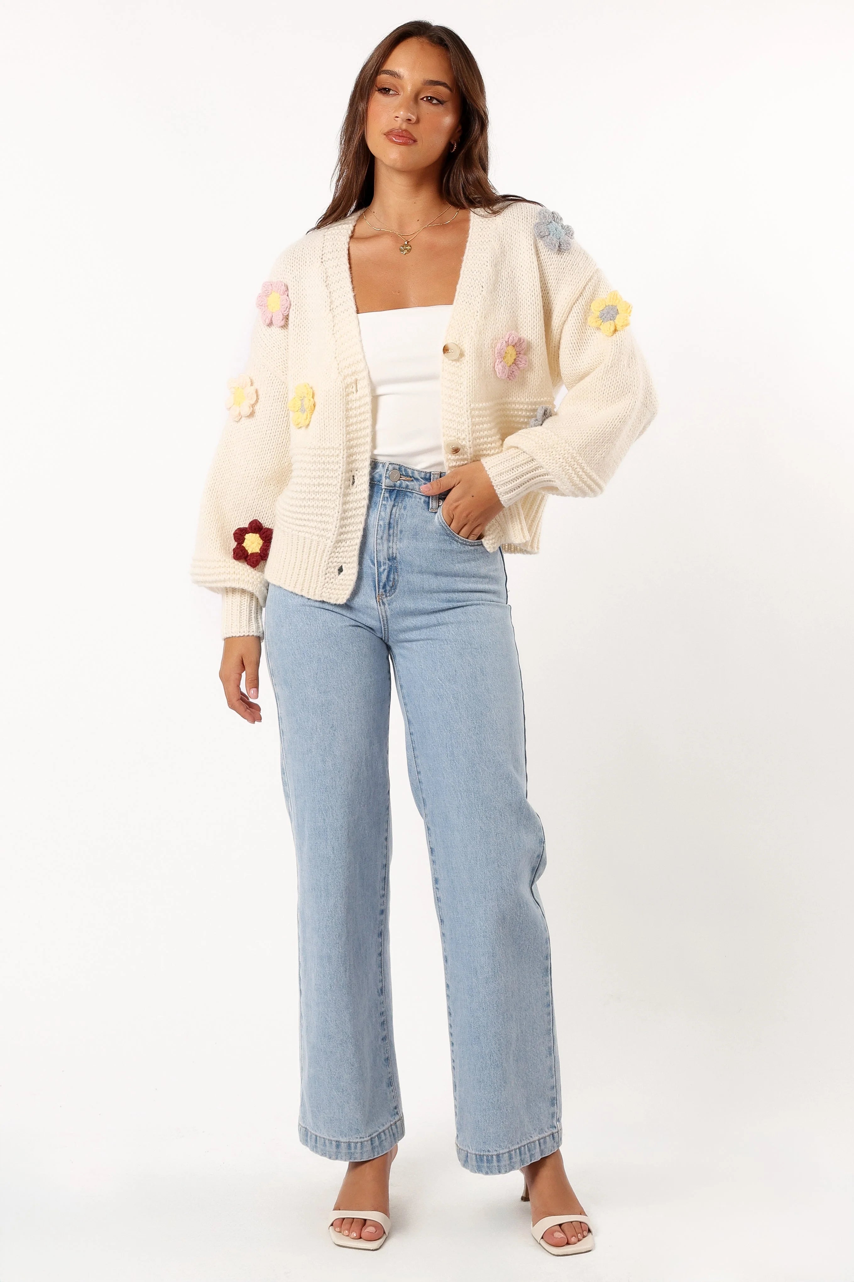 Sienna Flower Cardigan Cream
