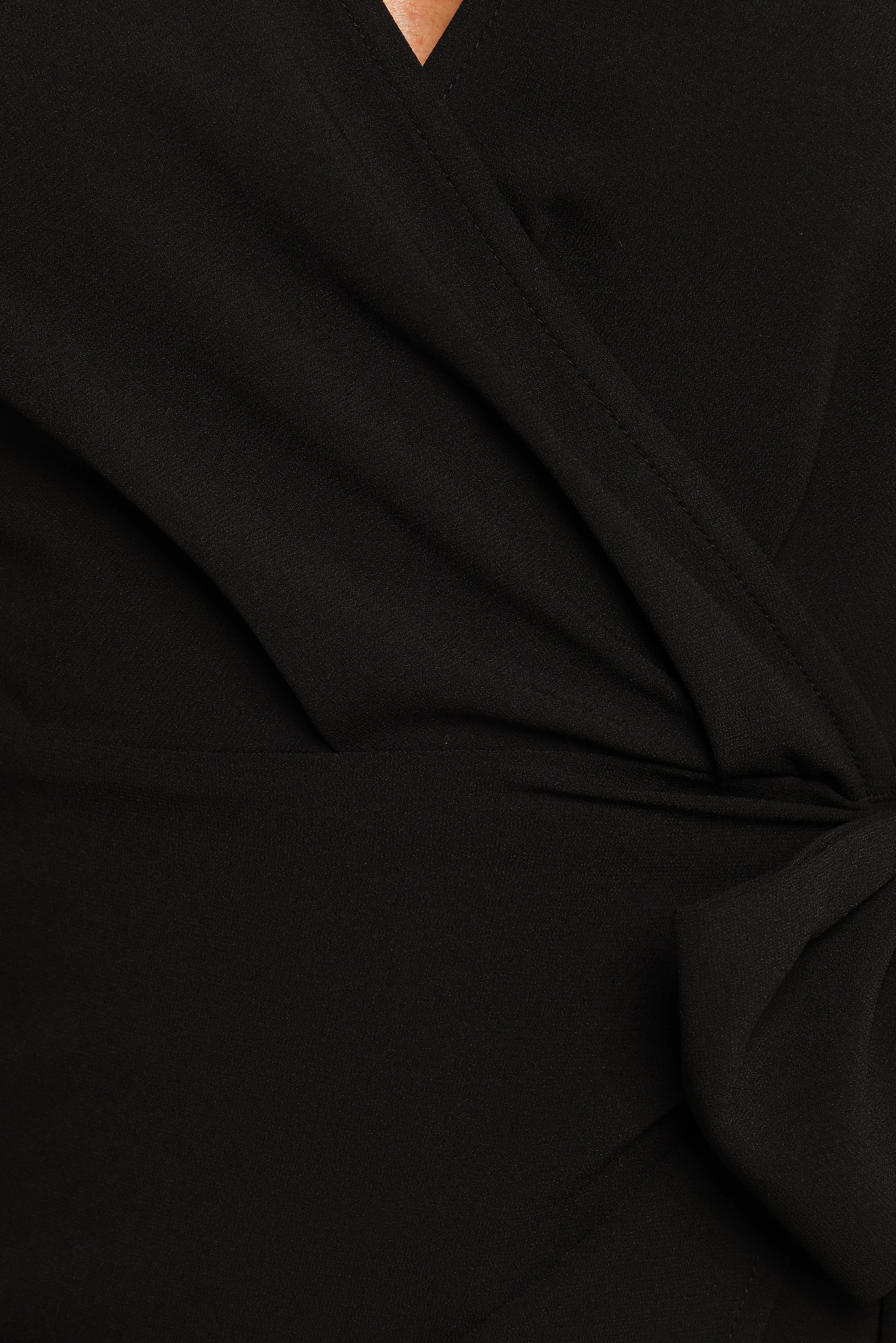 Lilian Long Sleeve Wrap Mini Dress Black