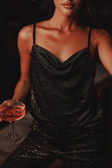 Ensley Velvet Shimmer Top Black