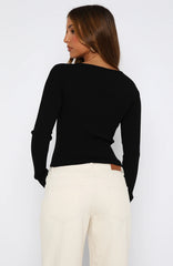 Notice Me Long Sleeve Top Black