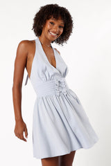 Leigh Halterneck Mini Dress Light Blue