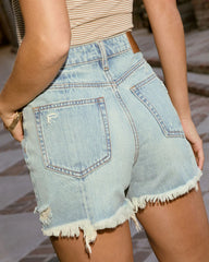 Santa Maria High Rise Distressed Hem Jean Shorts