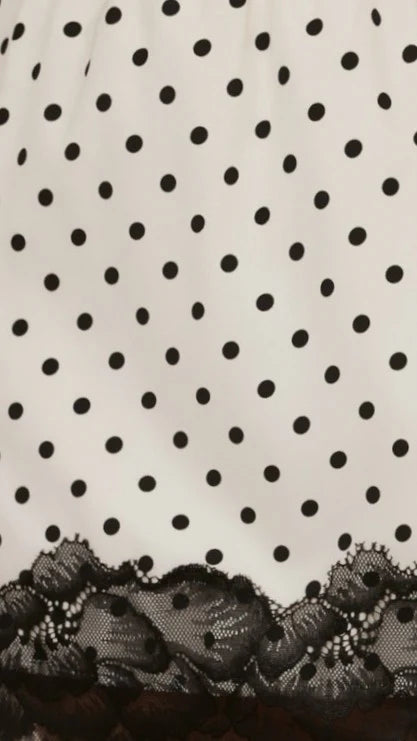 Kiki Lace Mini Skirt Cream Black Polka