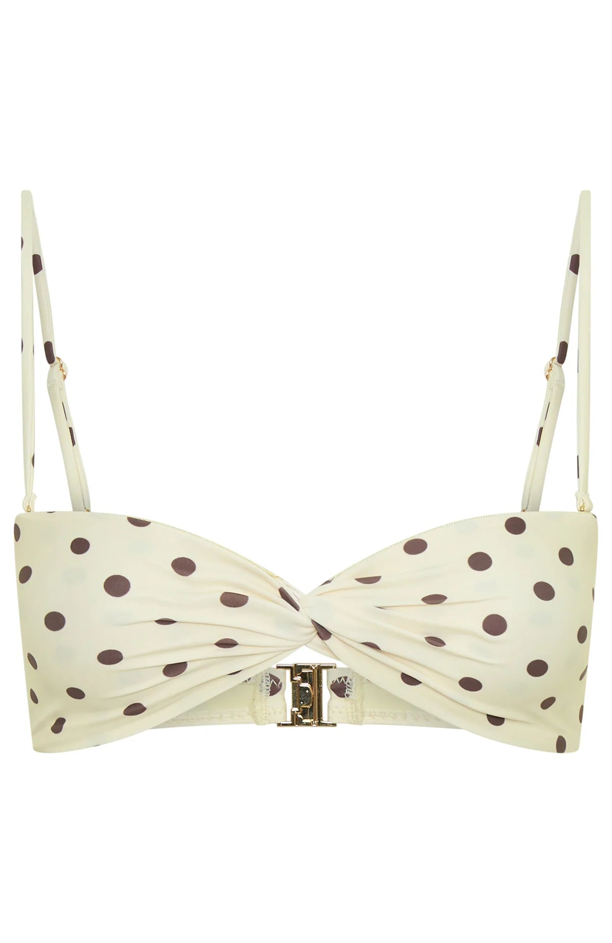Kaya Bikini Top Cream Choc Polka Dot