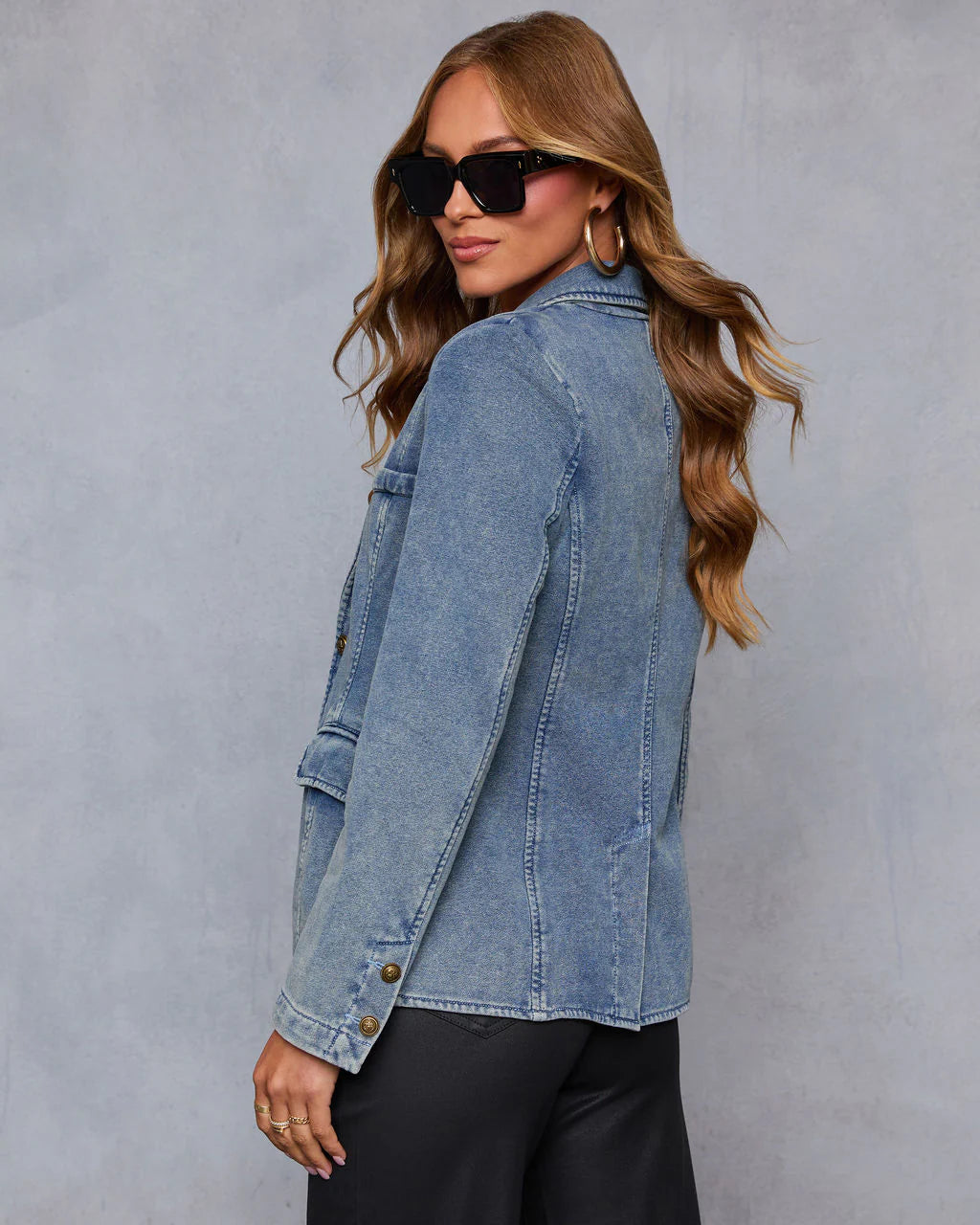 Fall Right In Denim Blazer