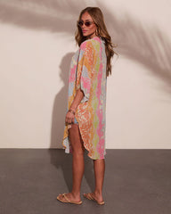 Fresh Rays Abstract Cover Up Front Tie Top