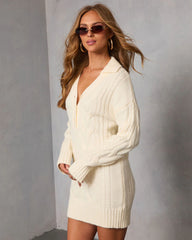 Solvayne Cable Knit Mini Sweater Dress