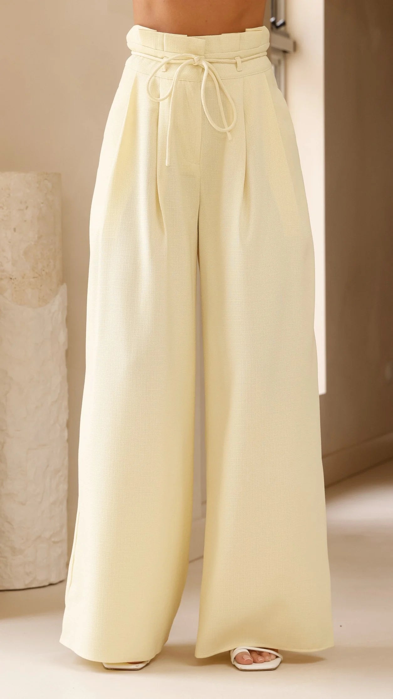 Melinda High Waist Pants Soft Yellow