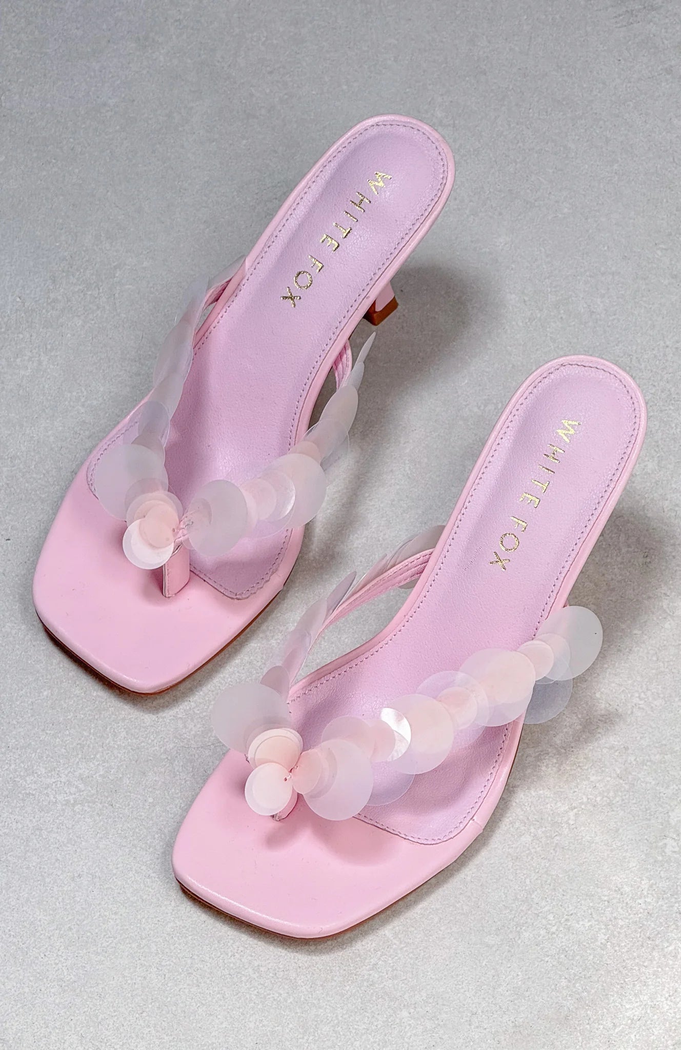 Imogen Sequin Mules Baby Pink