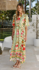 Artia Puff Sleeve Maxi Dress Sunkissed Print