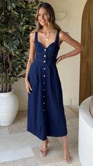 Abrianna Midi Dress Dark Denim