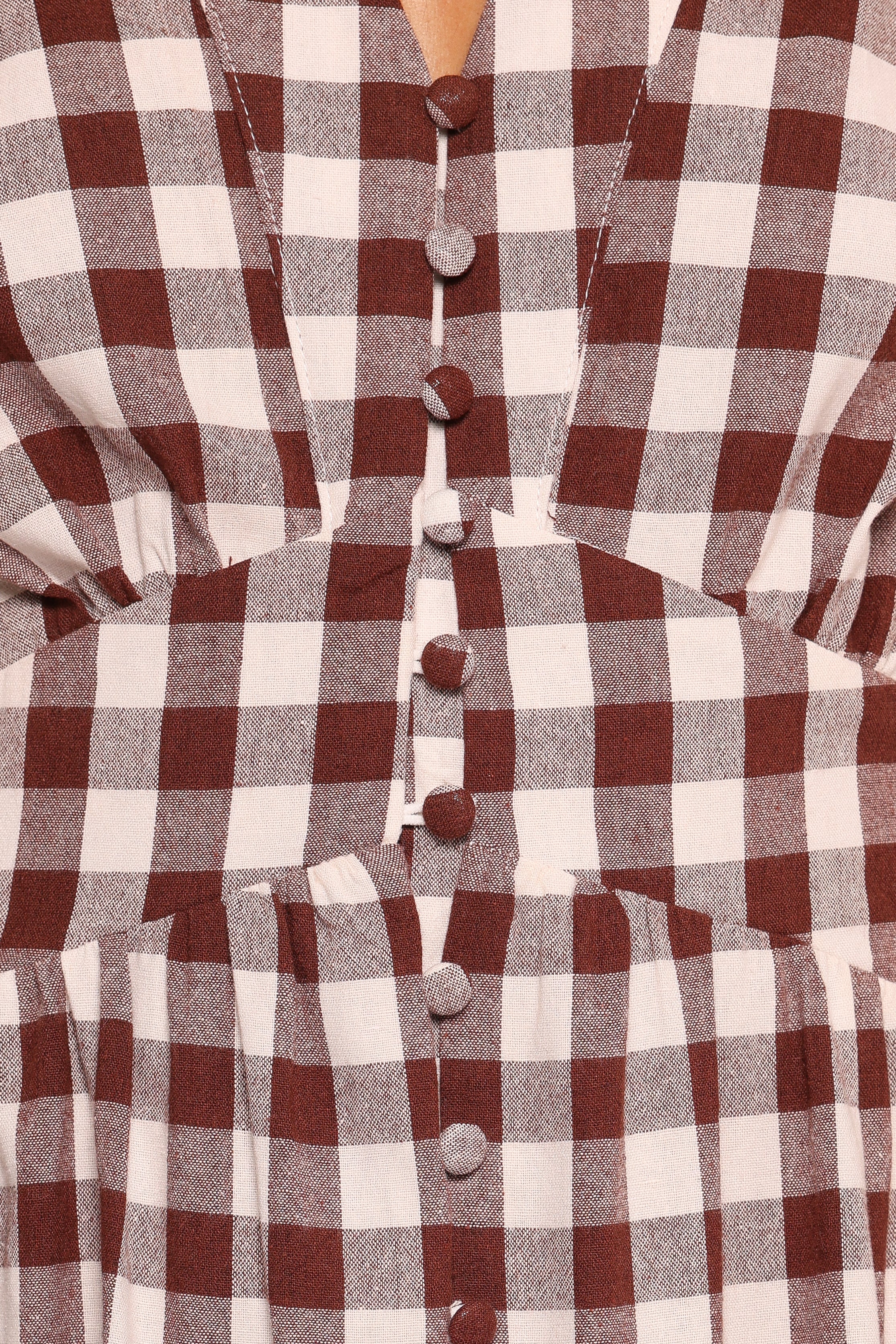 Robinson Maxi Dress Brown Gingham