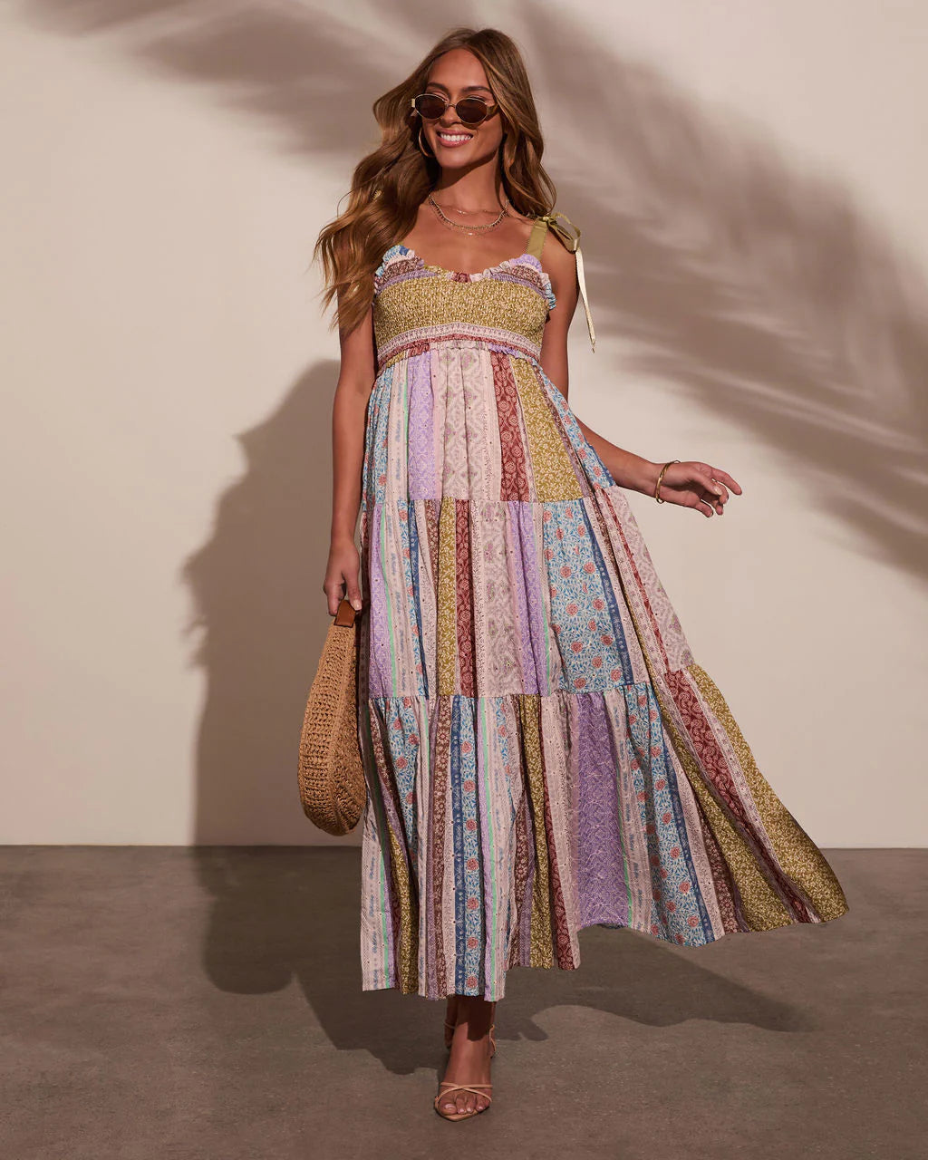 Sweet Spring Patchwork Maxi Dress