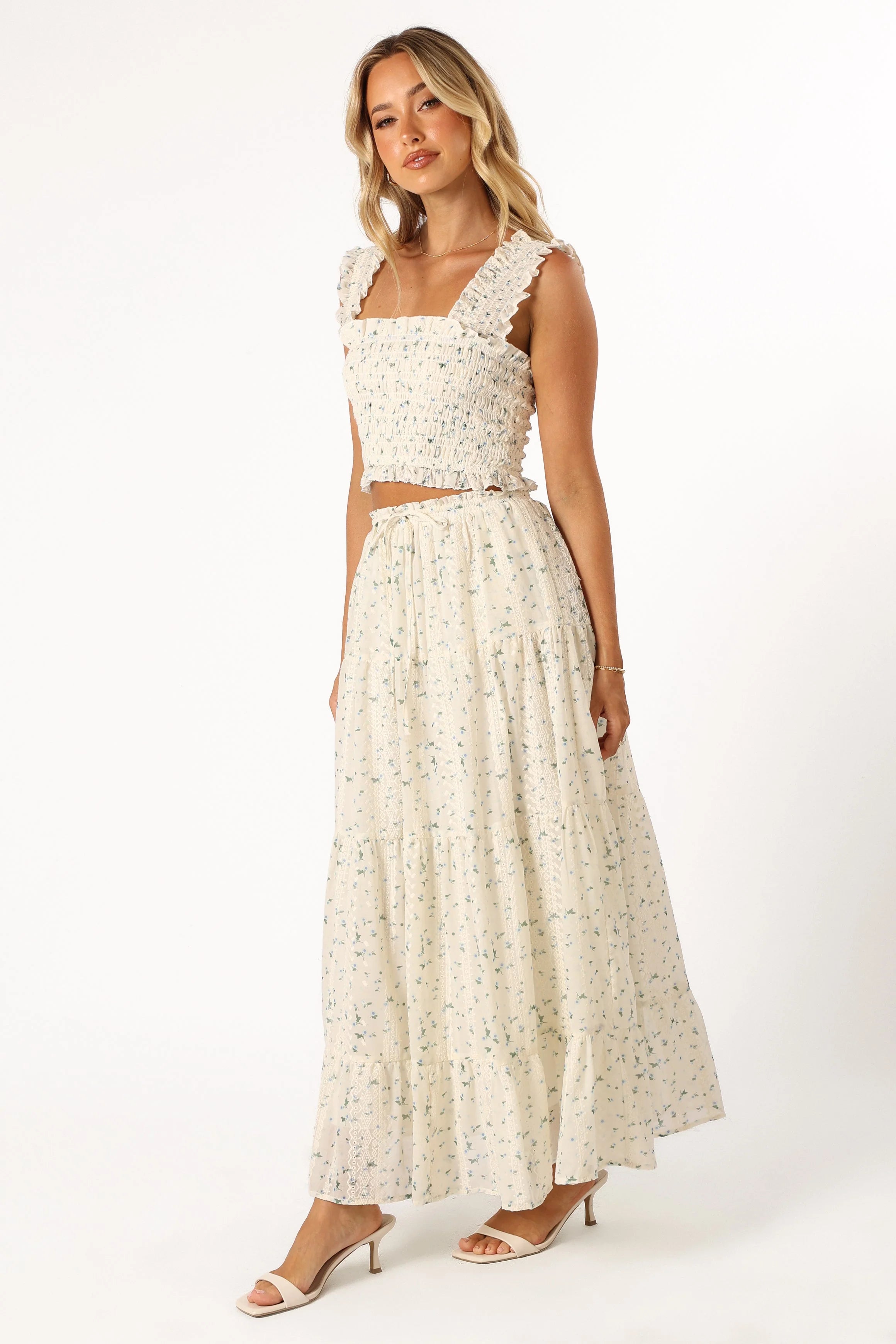 Amberlyn Maxi Skirt Blue Floral