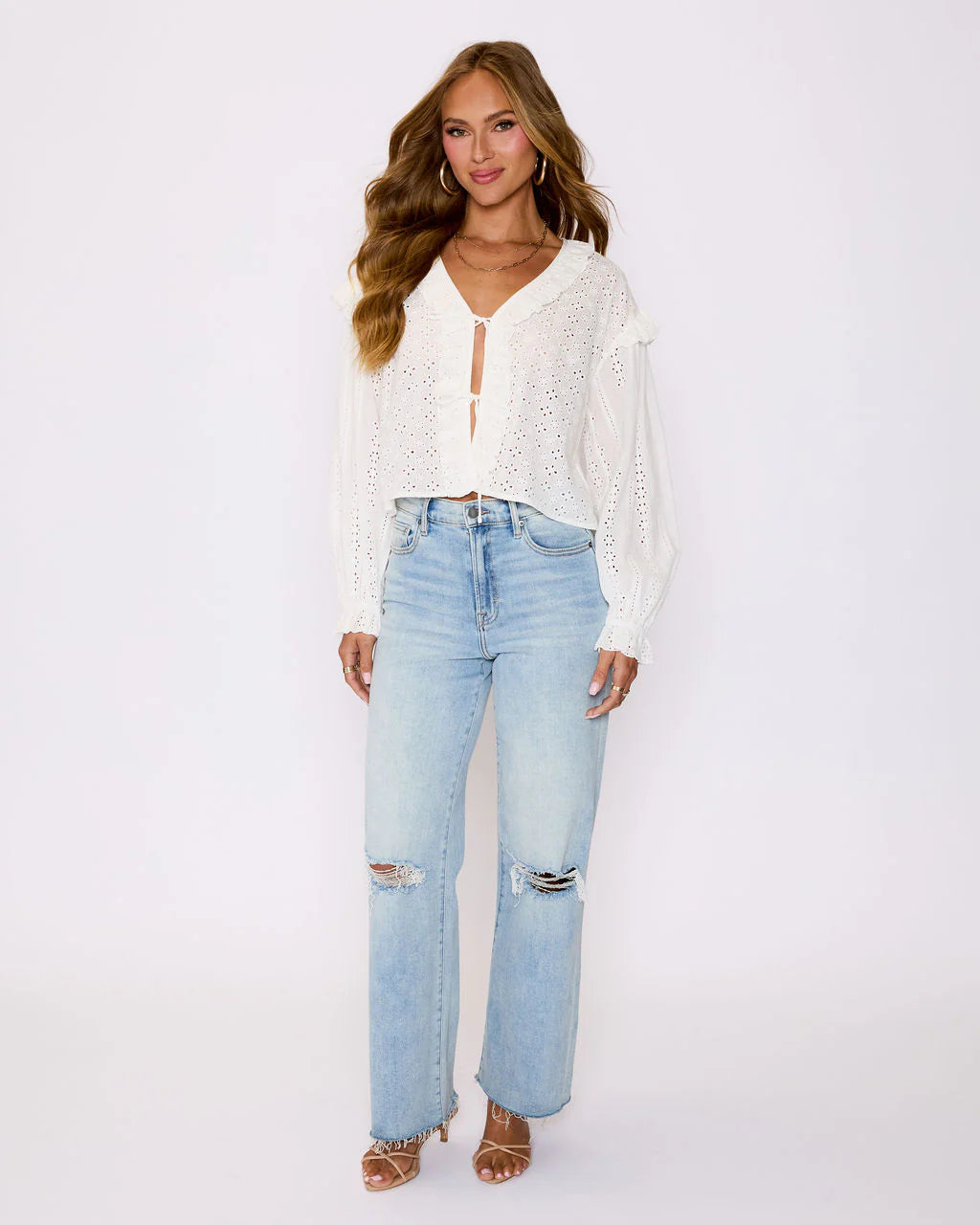 Mabel Ruffle Tie Front Blouse