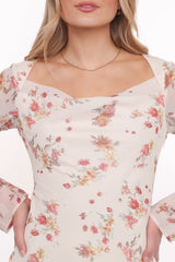 Everlyn Long Sleeve Mini Dress Cream Floral