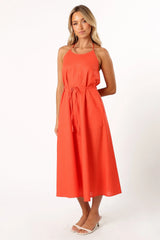 Nadine Halterneck Midi Dress Coral