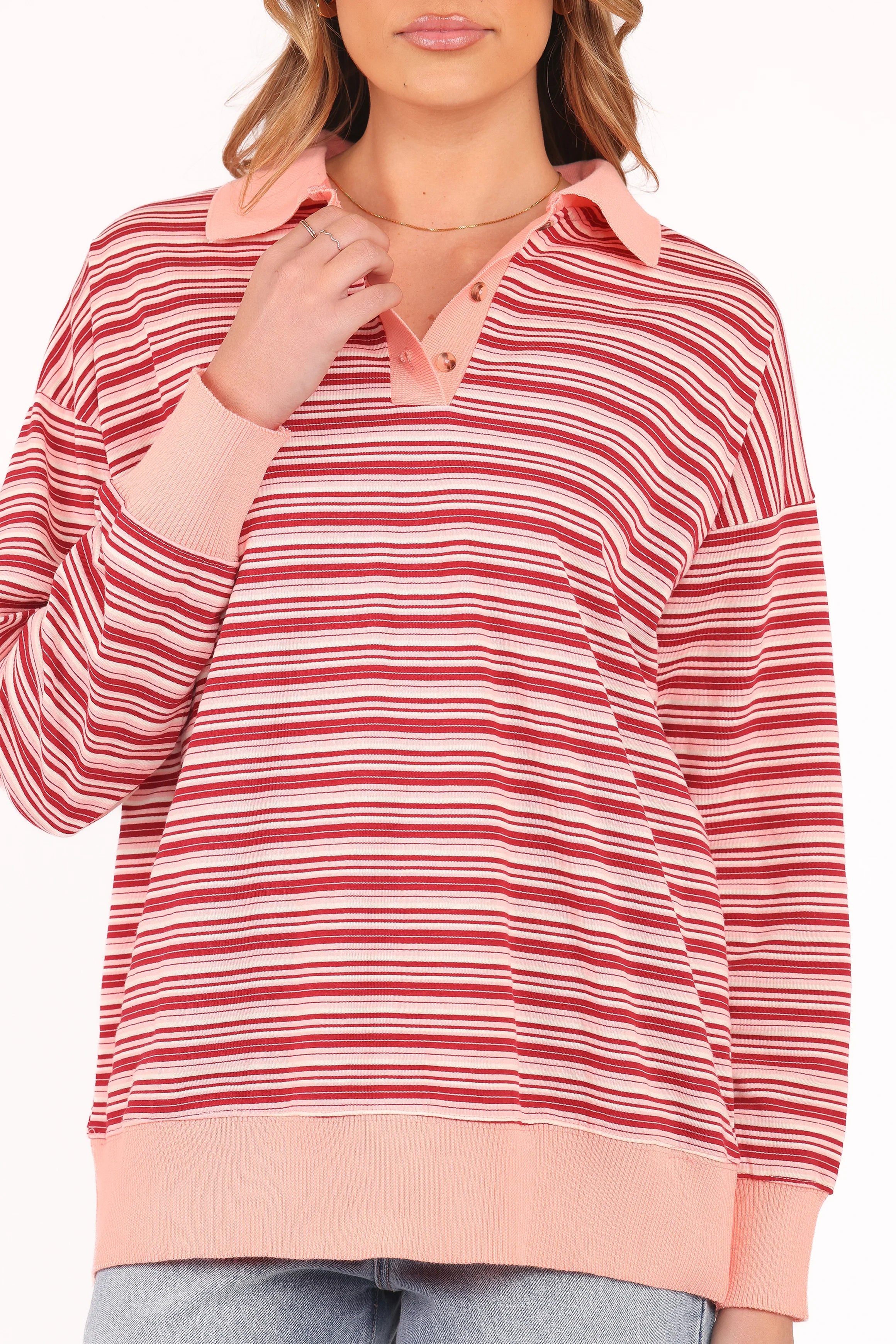 Beau Long Sleeve Jersey Top Pink Stripe