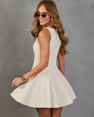 Classic Charm Pleated Linen Mini Dress