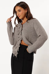 Wilde Bow Front Cardigan Light Grey