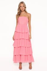Peachester Strapless Maxi Dress Coral