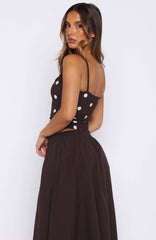 Im The Answer Tank Top Chocolate Off White Polka Dot