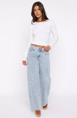 Clarissa Low Rise Wide Leg Jeans Mid Blue