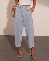 Essential Style Elastic Waistband Barrel Leg Pants