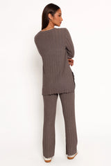 Silvie Long Sleeve Knitted Set Charcoal Grey