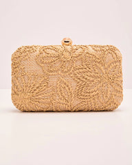 Emersen Floral Embroidered Straw Clutch
